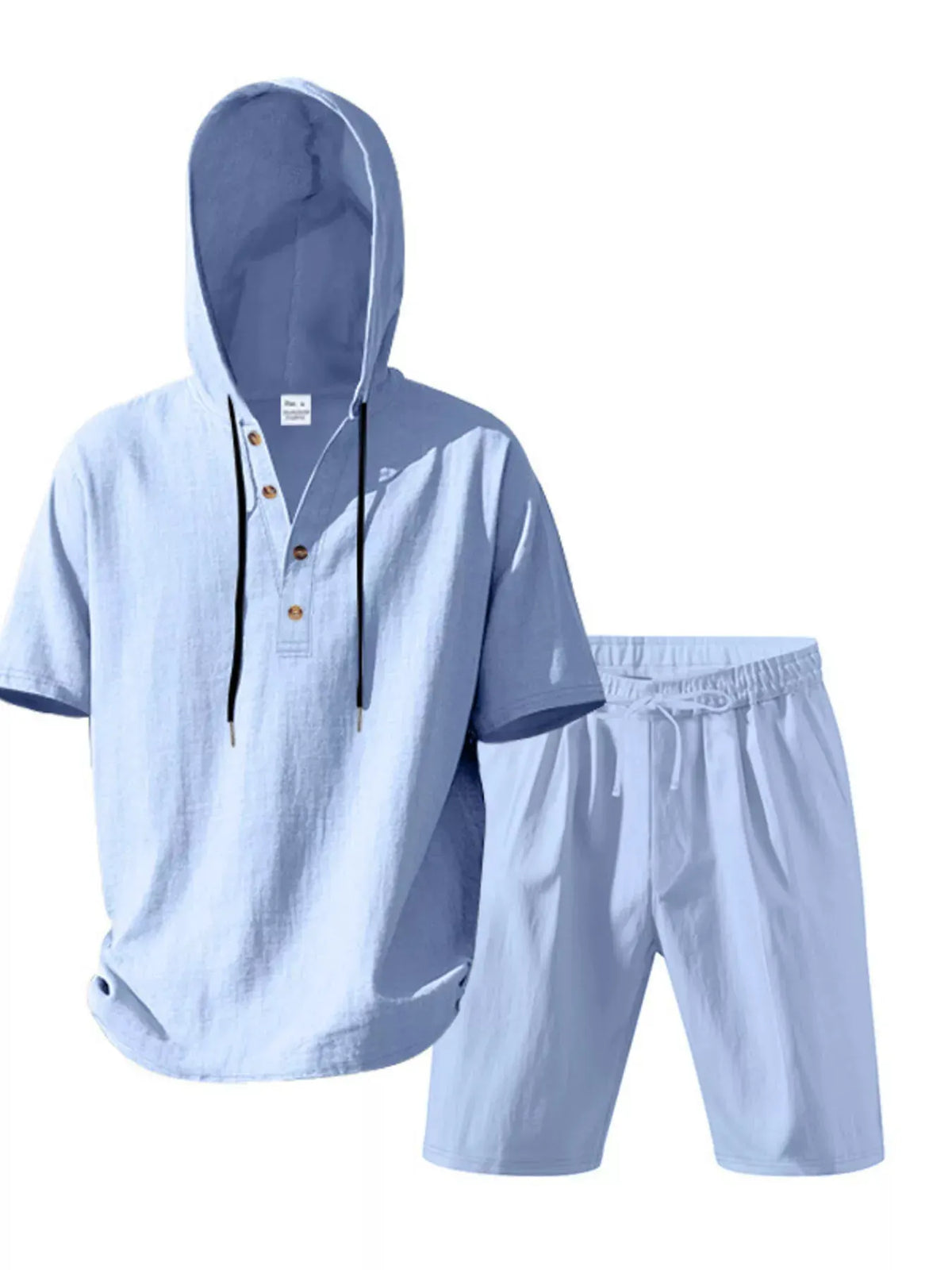 Men's Full Size Casual Short Sleeve Hooded Top & Shorts Set Plus Size by Trendsi