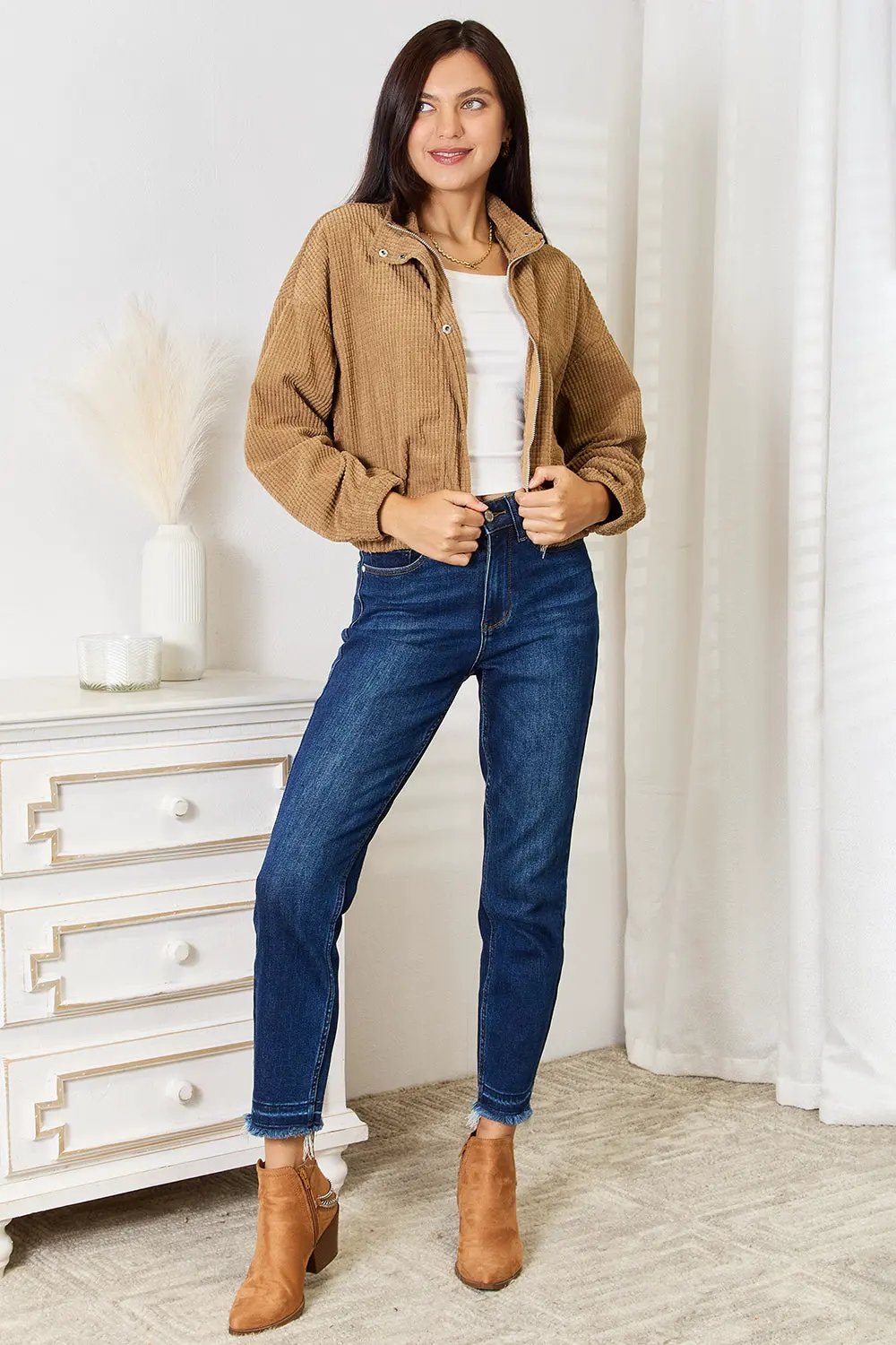 Perfee Long Sleeve Dropped Shoulder Jacket by Perfee