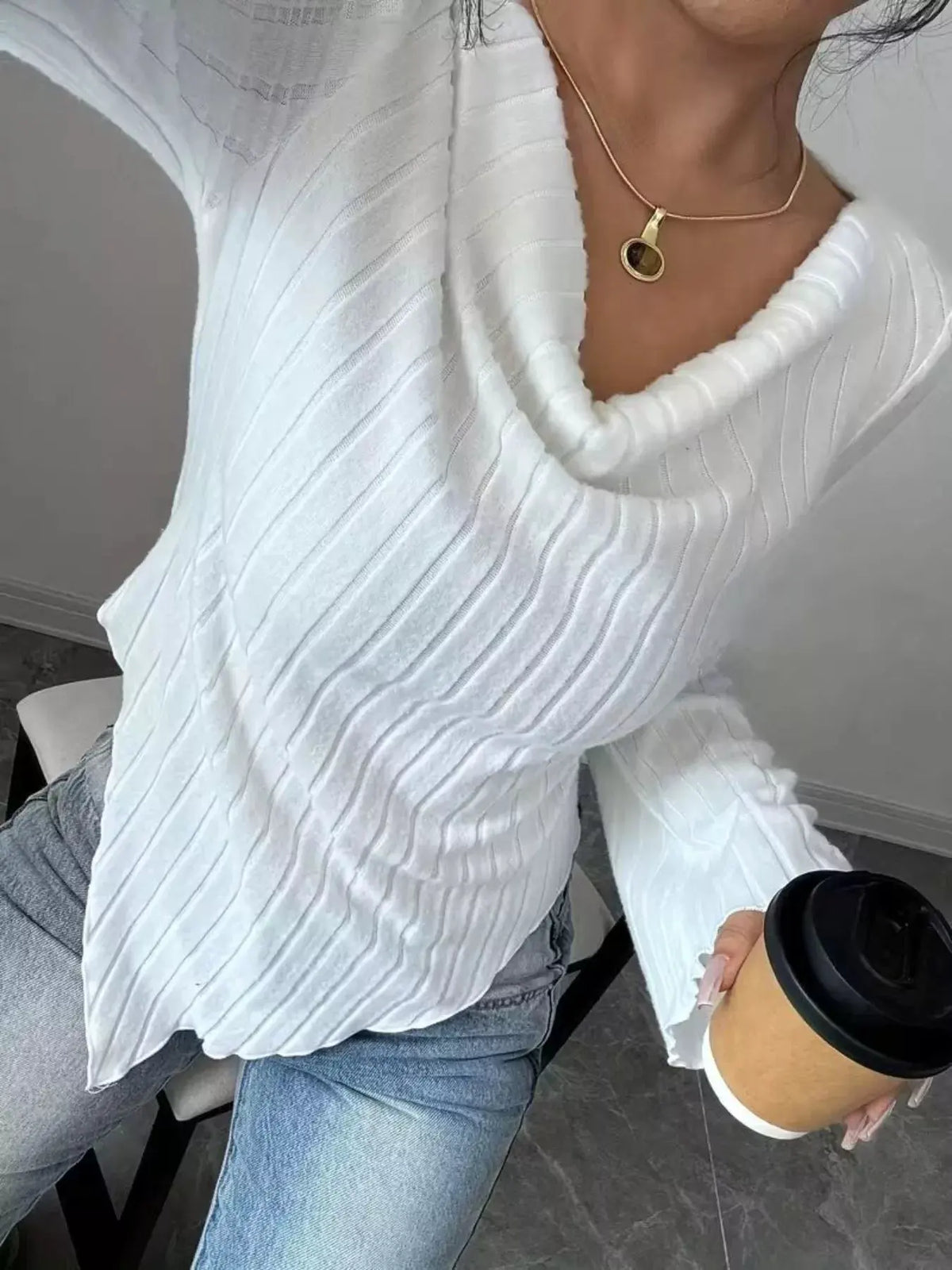 Cowl Neck Ribbed Knit Top | Partner Labels Selection by Partner Label