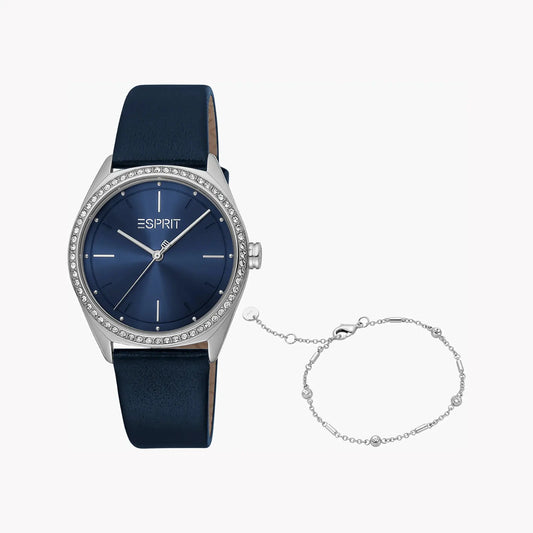 Esprit Women's Blue Leather Watch, Blue Dial | Es1l196m0035 by ESPRIT