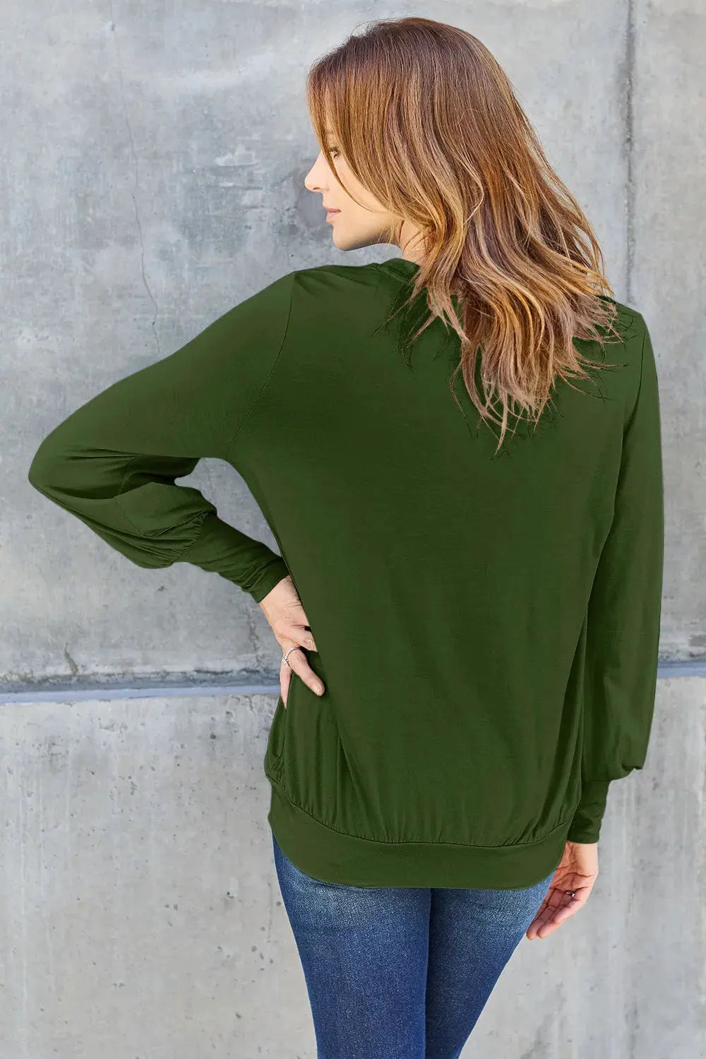 Basic Bae Full Size V-Neck Lantern Sleeve Top by Basic Bae