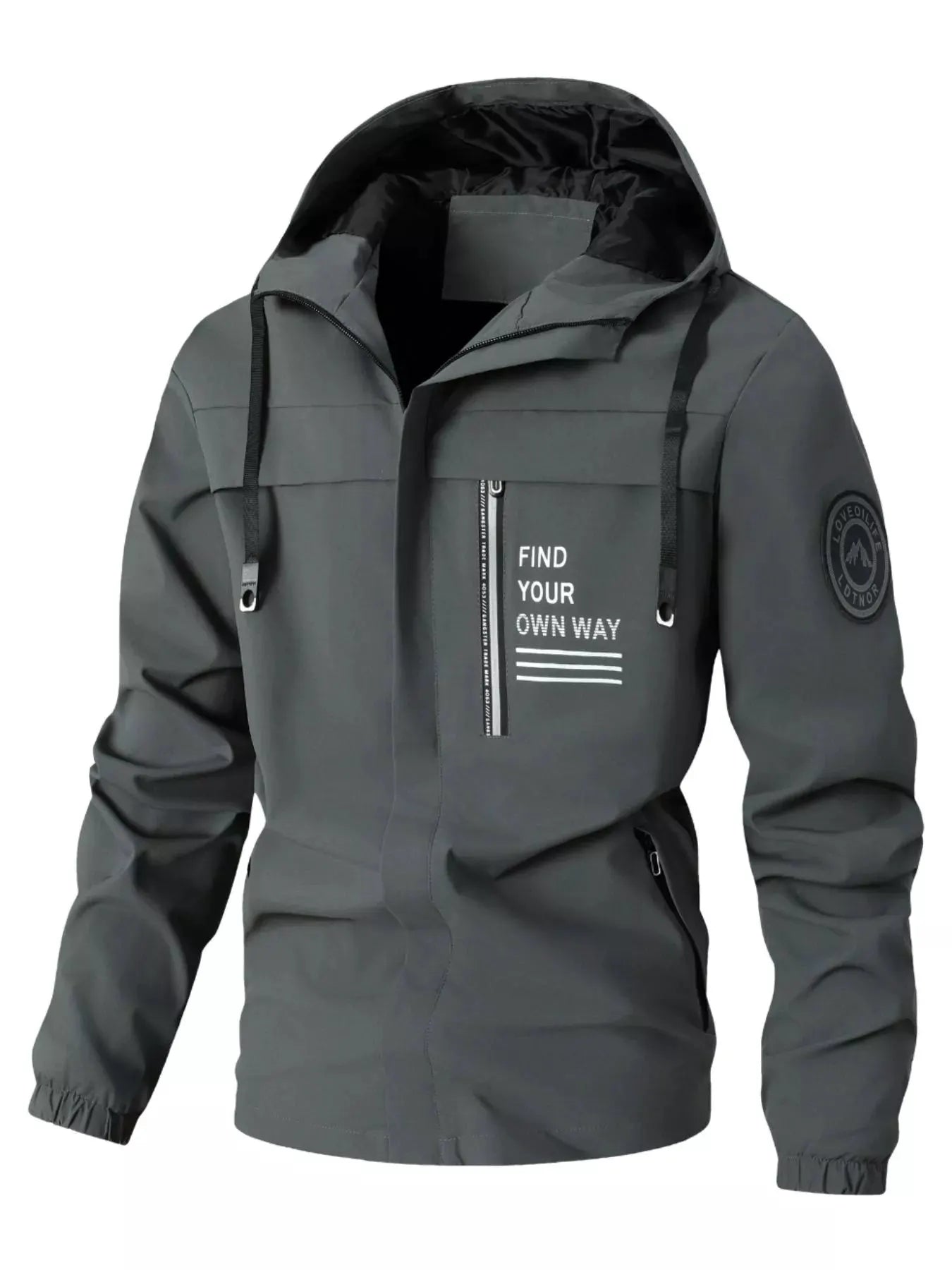 Men's Plus Size Hooded Outdoor Windproof Jacket by Partner Label