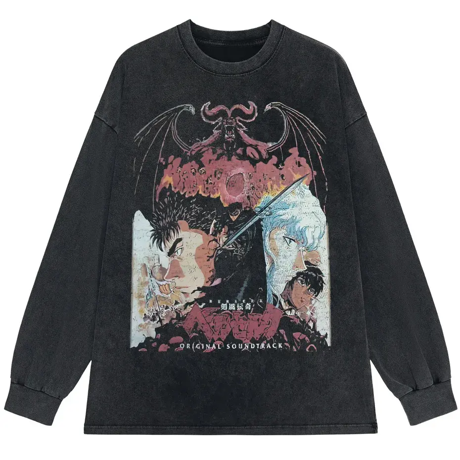 Anime Octopus Vintage Wash Harajuku T-Shirt Japanese Style Unisex by Vimost Shop