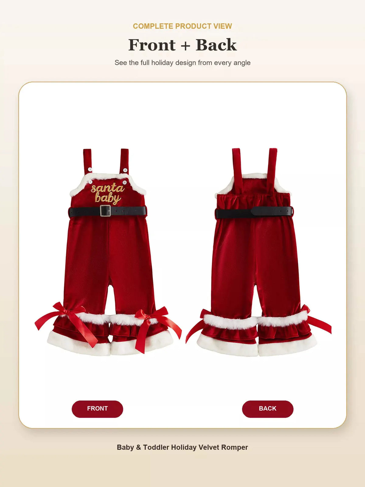 Children's Santa Baby Velvet Christmas Overalls by Trendsi