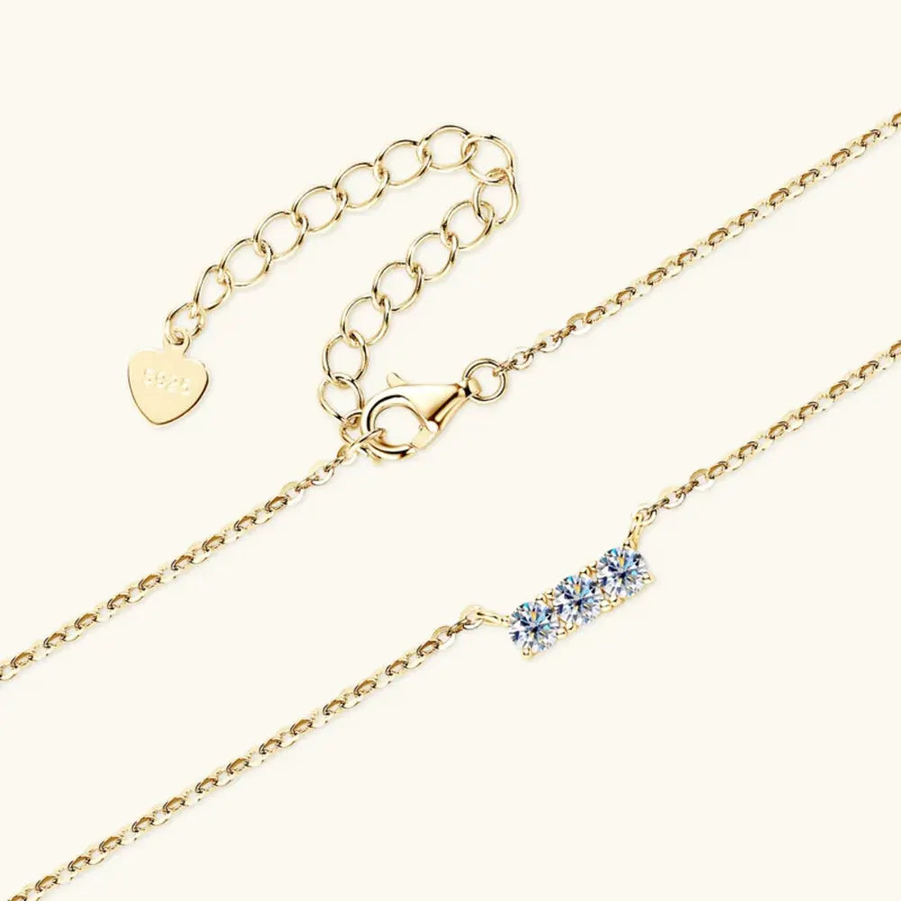 925 Sterling Silver Inlaid Moissanite Bar Necklace by Partner Label