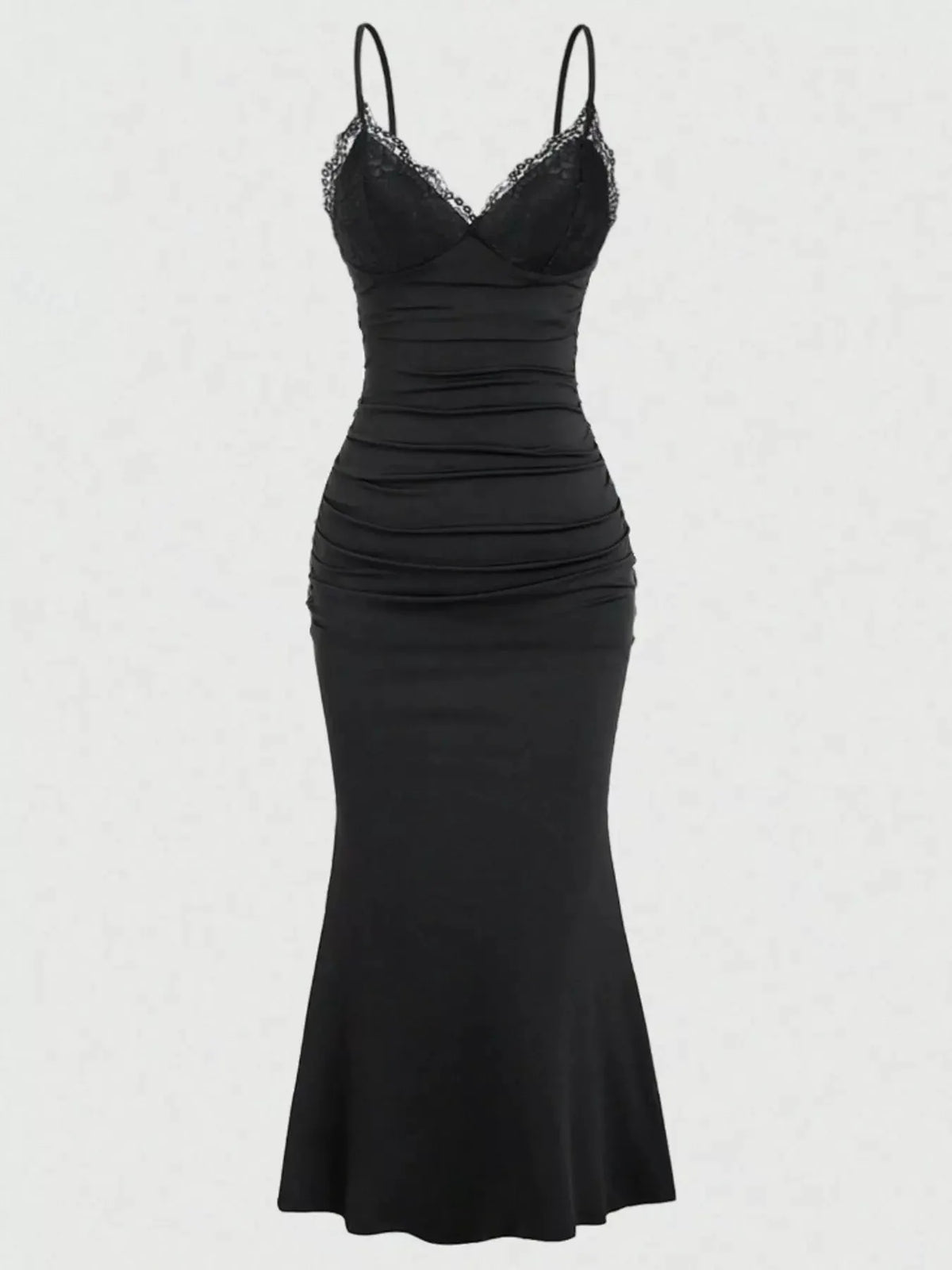 Lace Trim Ruched Mermaid Dress by Partner Label