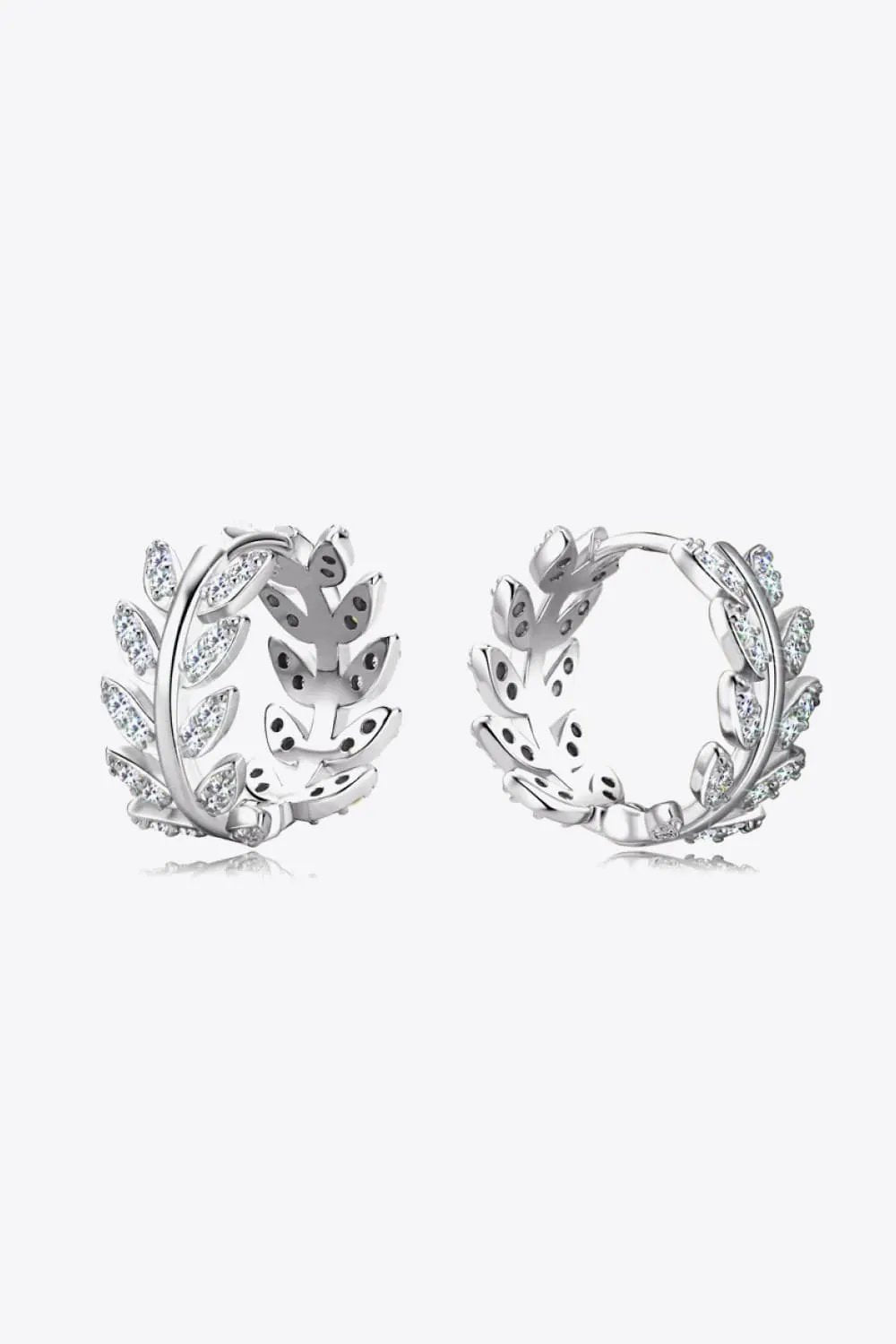 Moissanite Leaf 925 Sterling Silver Earrings by Partner Label