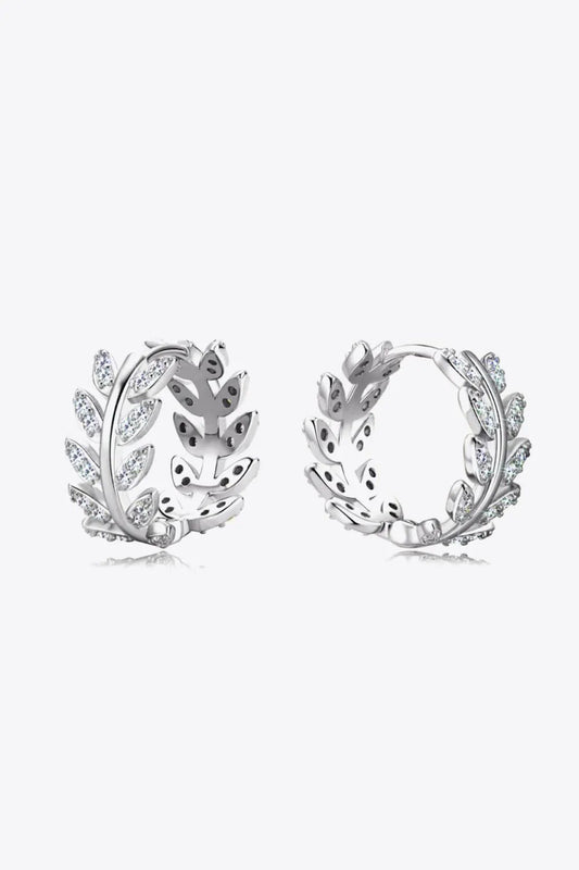 Moissanite Leaf 925 Sterling Silver Earrings by Partner Label