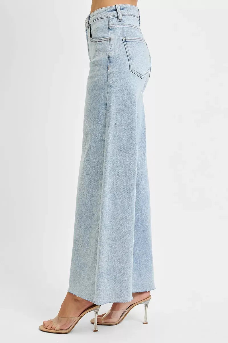 RISEN Full Size High Rise Ankle Wide Palazzo Jeans Plus Size by RISEN