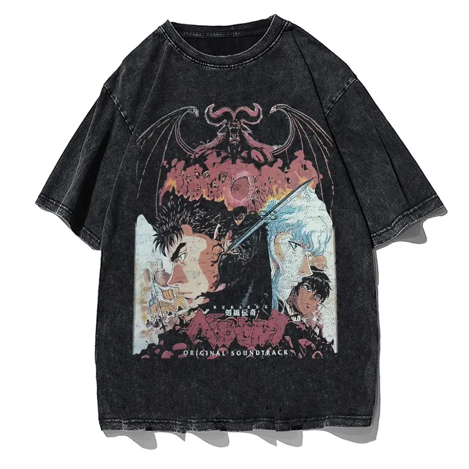 Anime Octopus Vintage Wash Harajuku T-Shirt Japanese Style Unisex by Vimost Shop