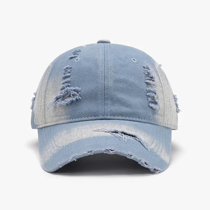 Distressed Adjustable Cotton Baseball Cap by Partner Label