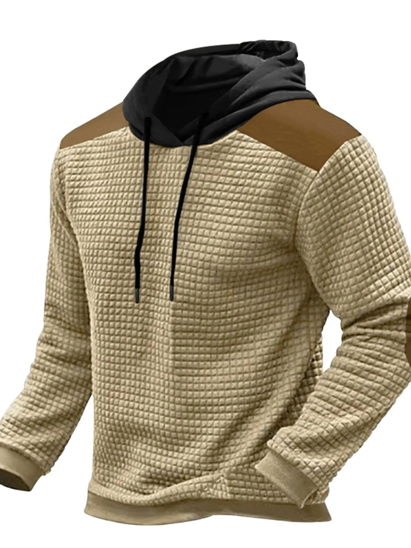 Men's Full Size Drawstring Contrast Shoulder Panels Hoodie Plus Size by Partner Label