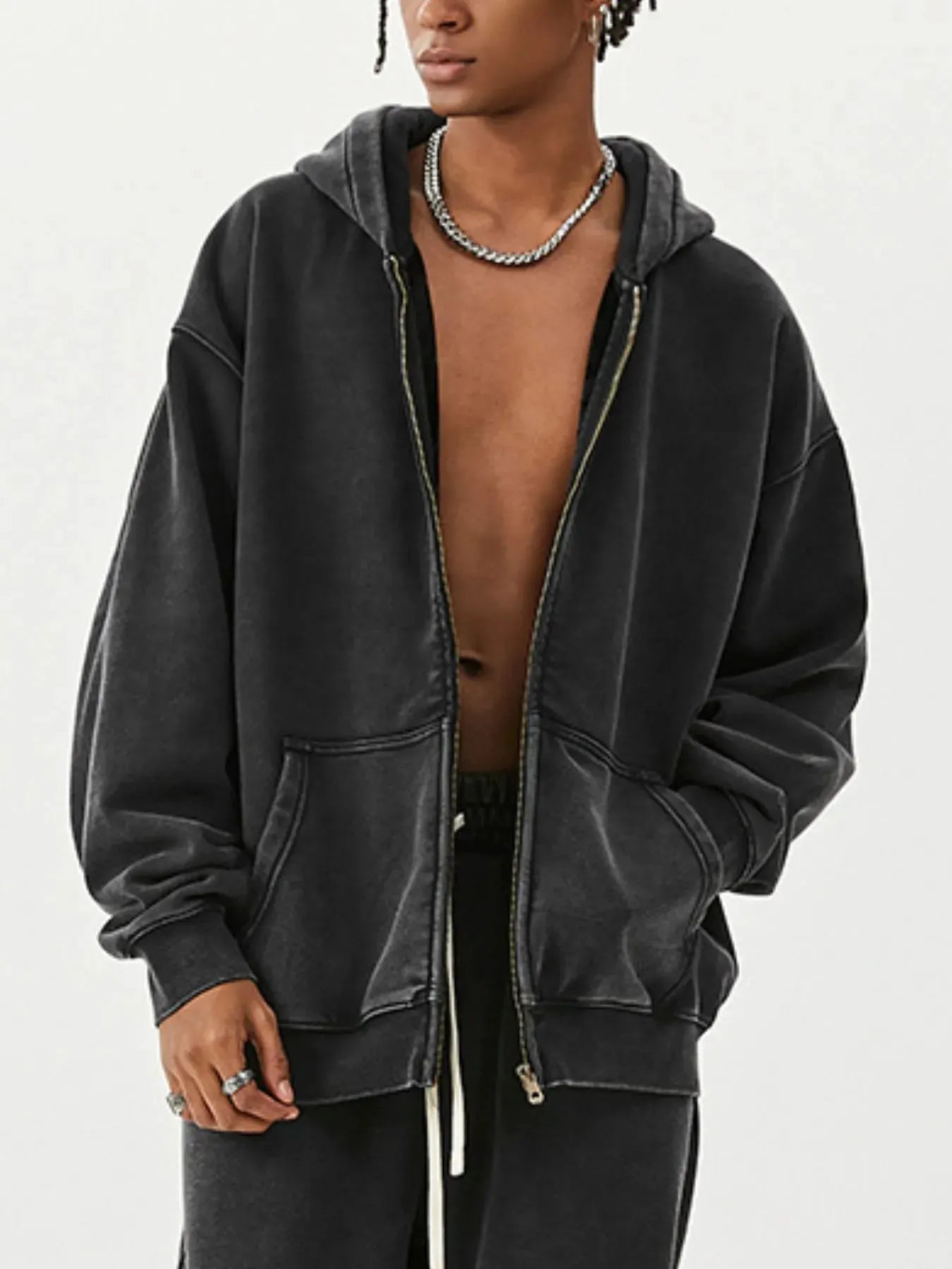 Men's Zip Up Long Sleeve Hoodie by Partner Label
