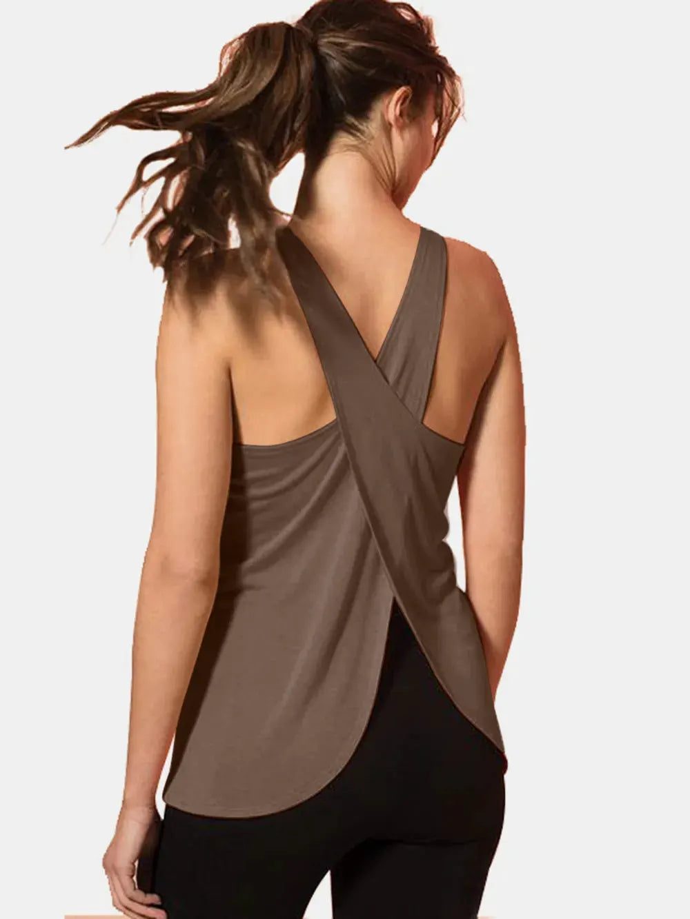 Crisscross Scoop Neck Active Tank by Partner Label