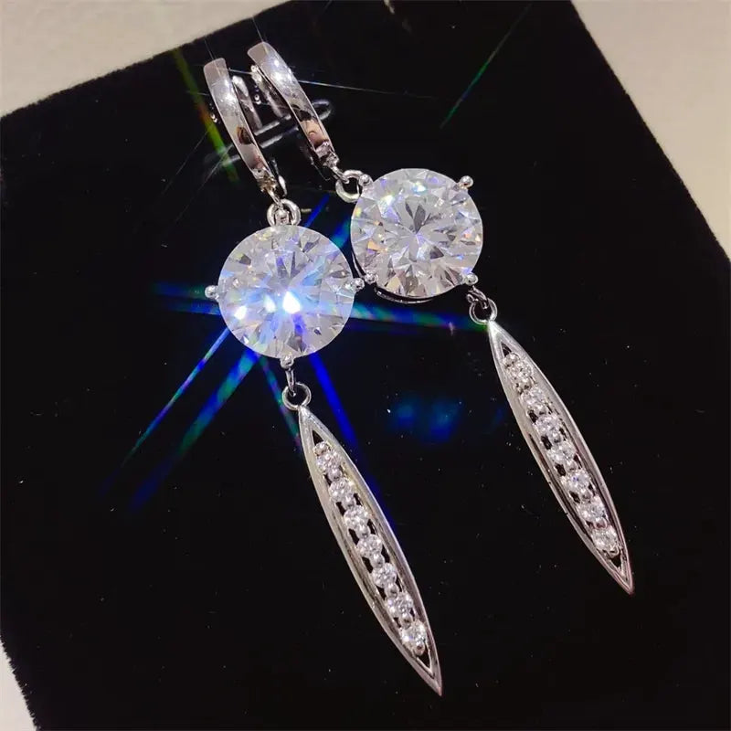 10 Carat Moissanite 925 Sterling Silver Earrings by Partner Label
