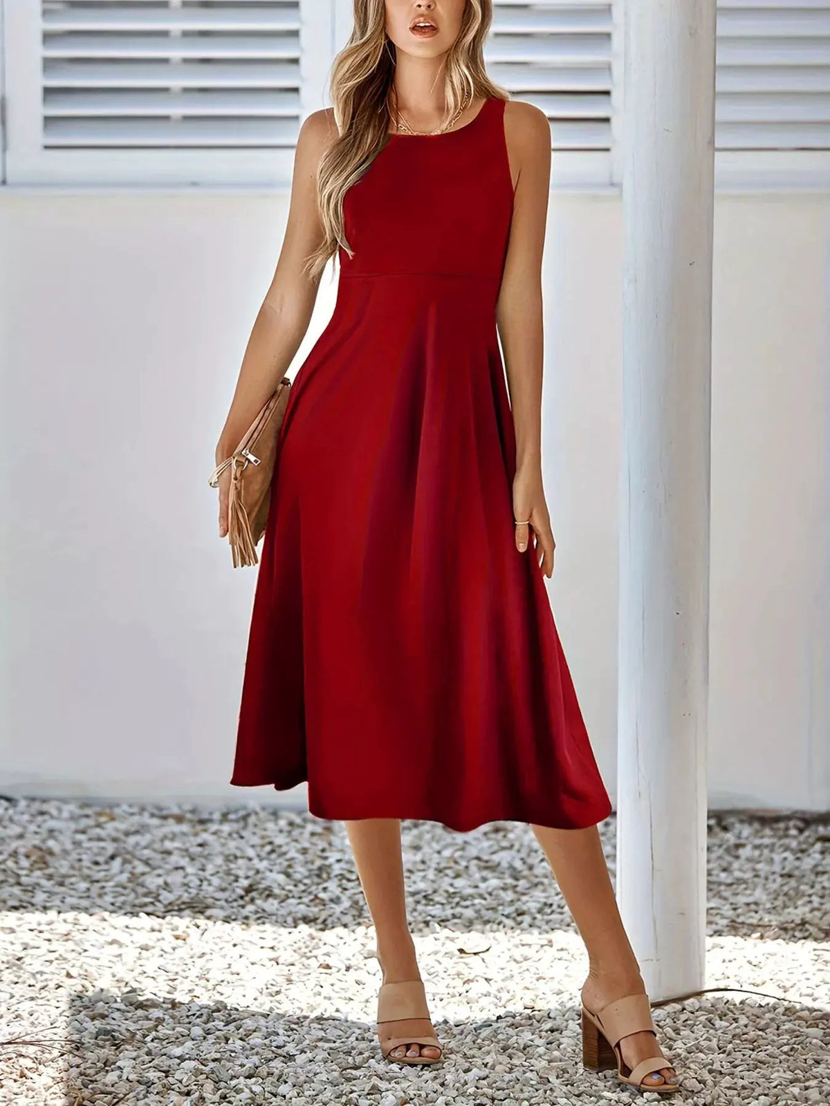 Sleeveless A-Line Midi Dress by Partner Label