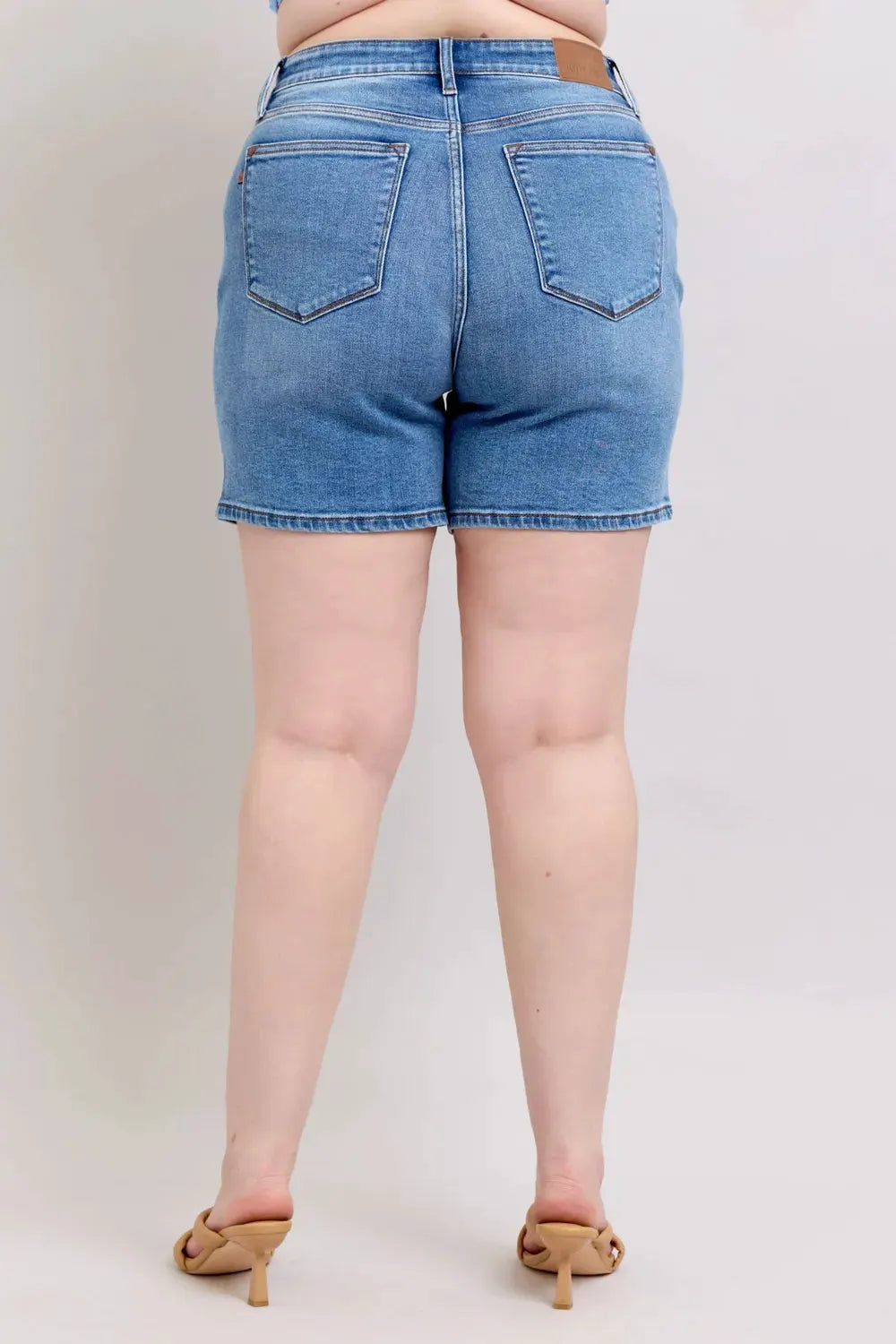 Judy Blue Full Size 2 Button Denim Shorts with Pockets Plus Size by Judy Blue