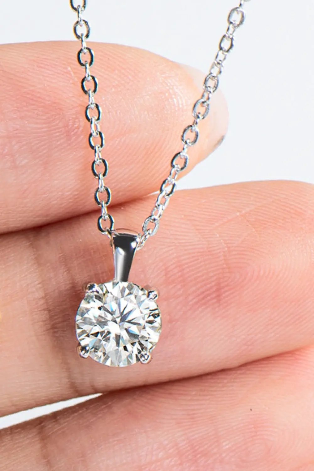 925 Sterling Silver 1 Carat Moissanite Chain-Link Necklace by Partner Label