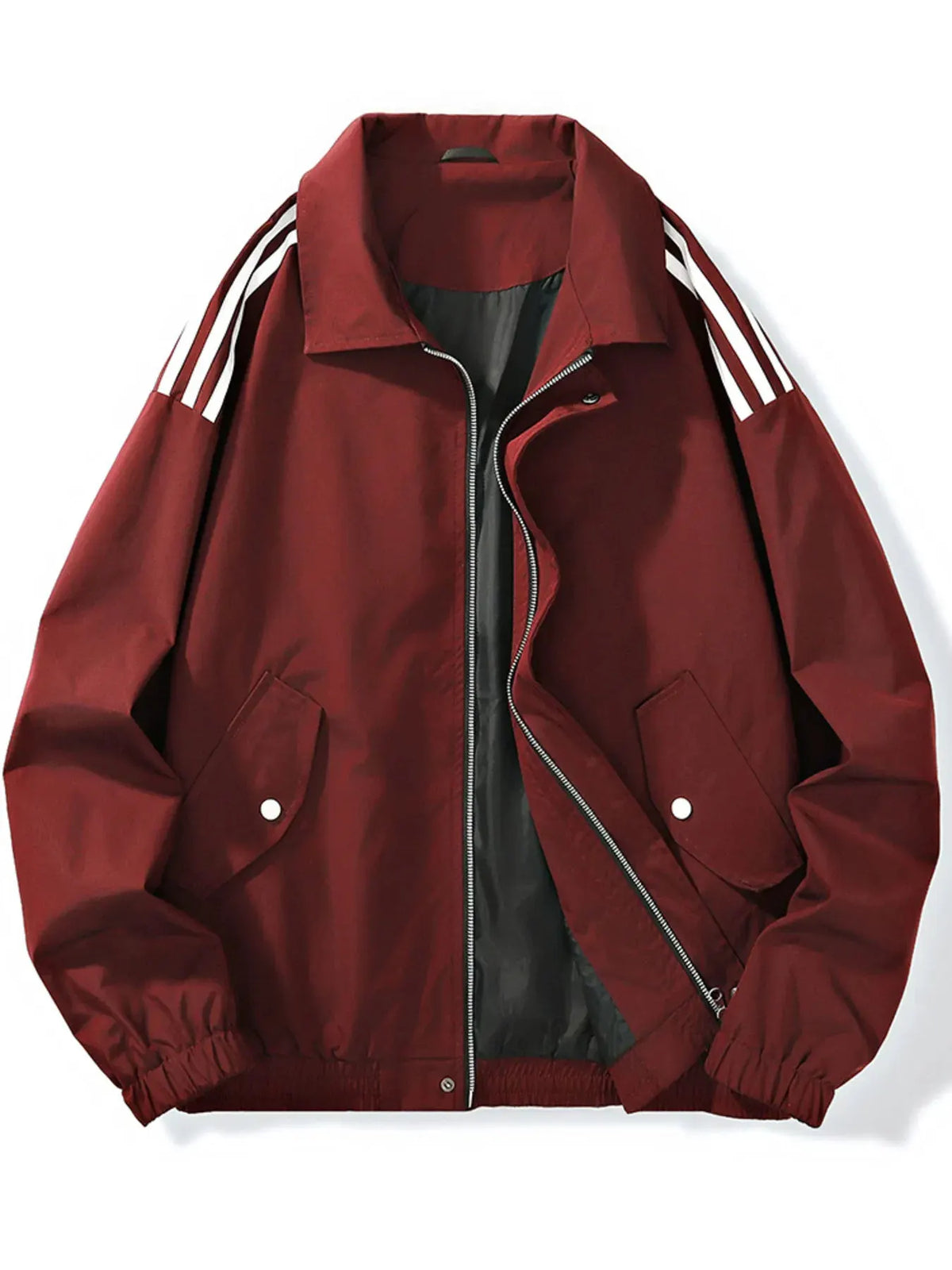 Men's Plus Size Striped Zip Up Jacket by Trendsi