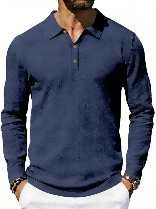 Men's Full Size Classic Long Sleeve Polo Plus Size by Trendsi