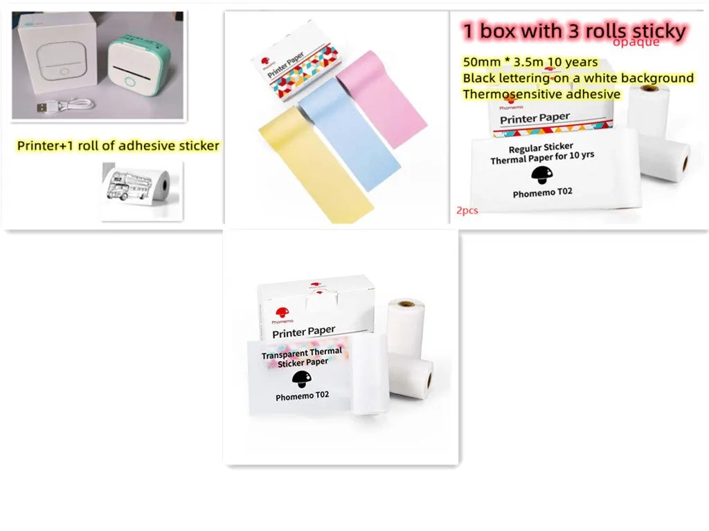 Portable Mini Thermal Label Printer Home Photo Printer Student Wrong Question Printer Bluetooth-compatible Mini Label Printer Price Tag by Maiden-Art