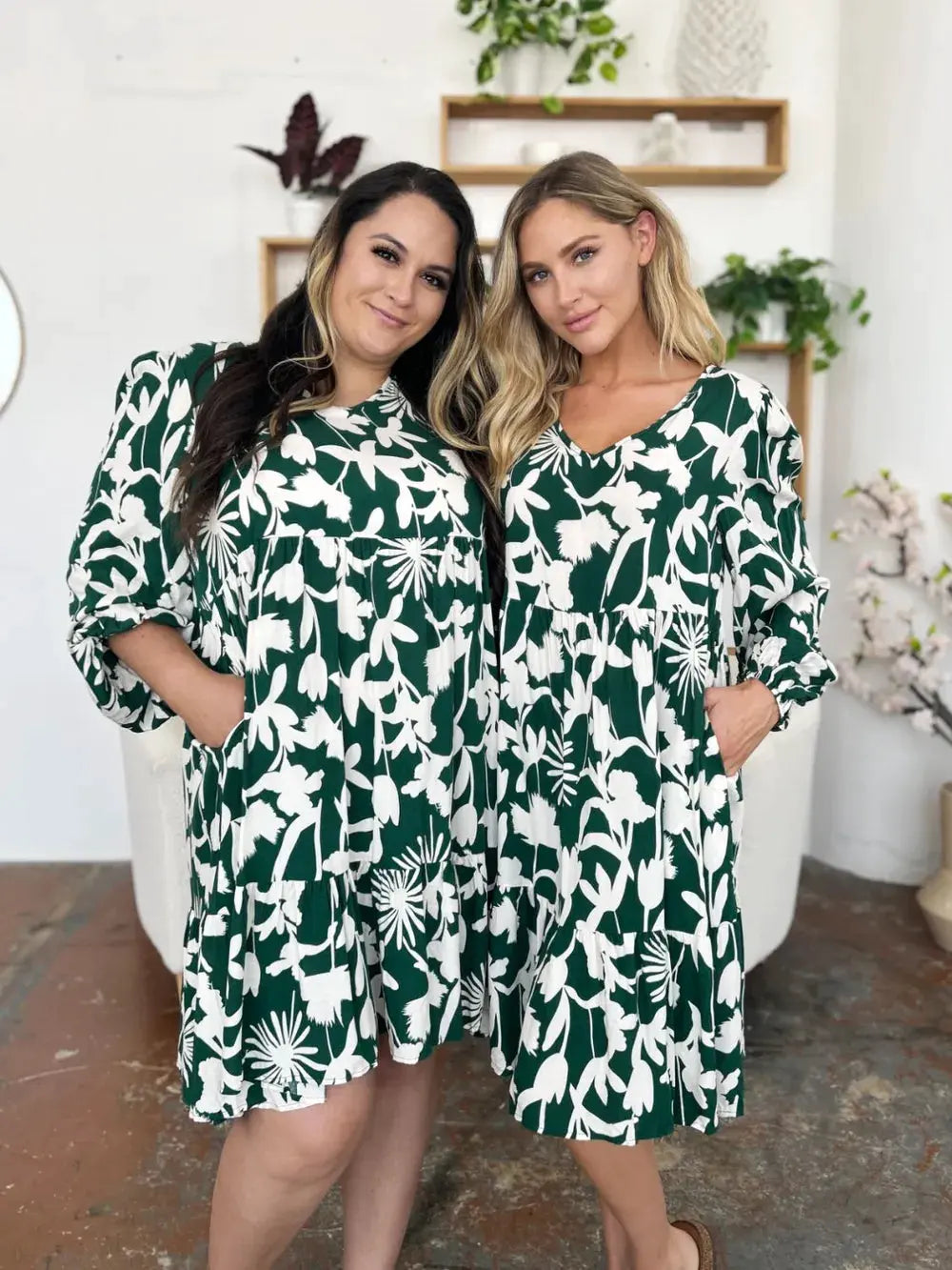 Double Take Full Size Printed Ruffle Hem Dress with Pocket by Double Take