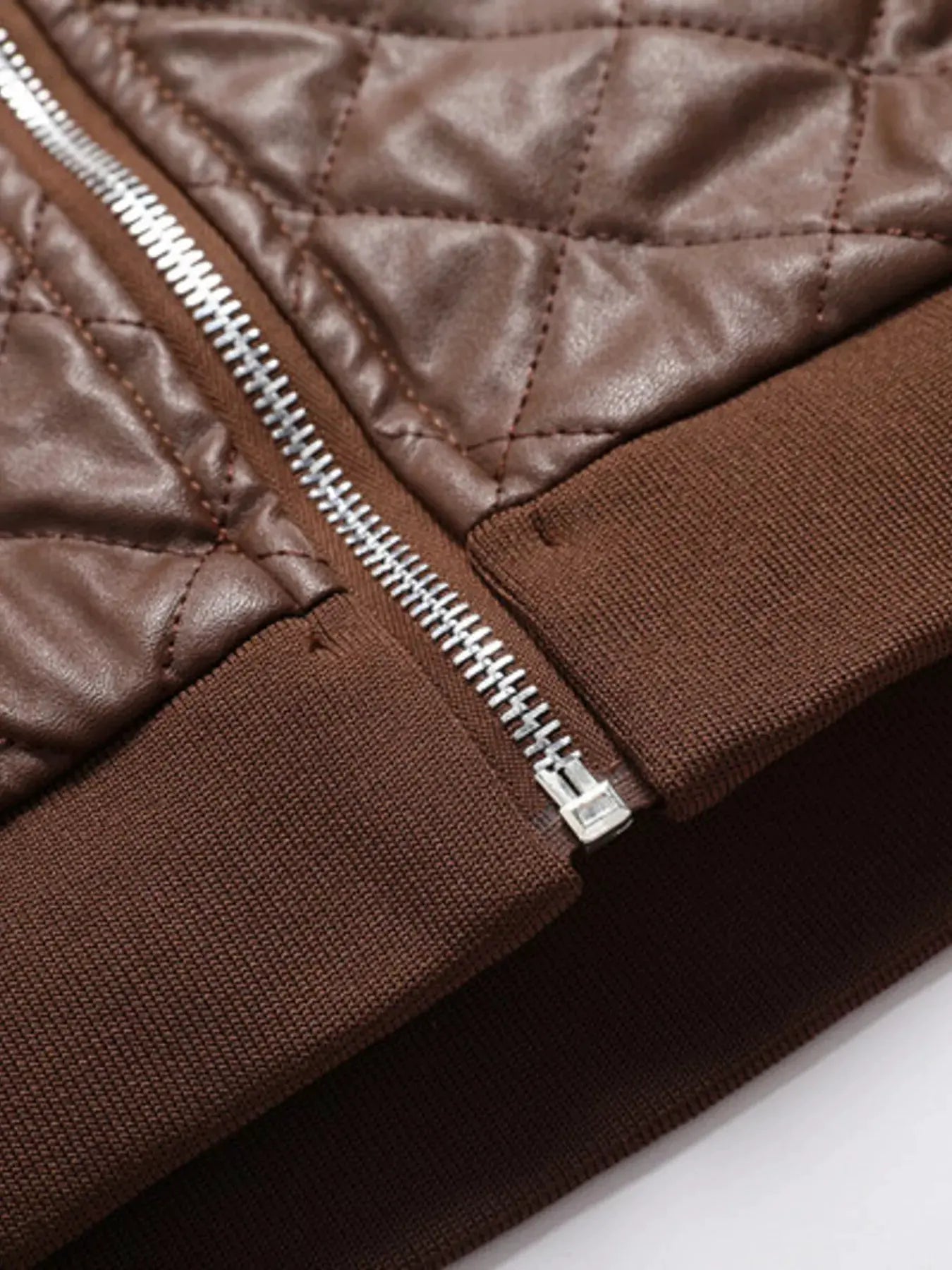 Men's Plus Size Quilted Faux Leather Bomber Jacket by Partner Label