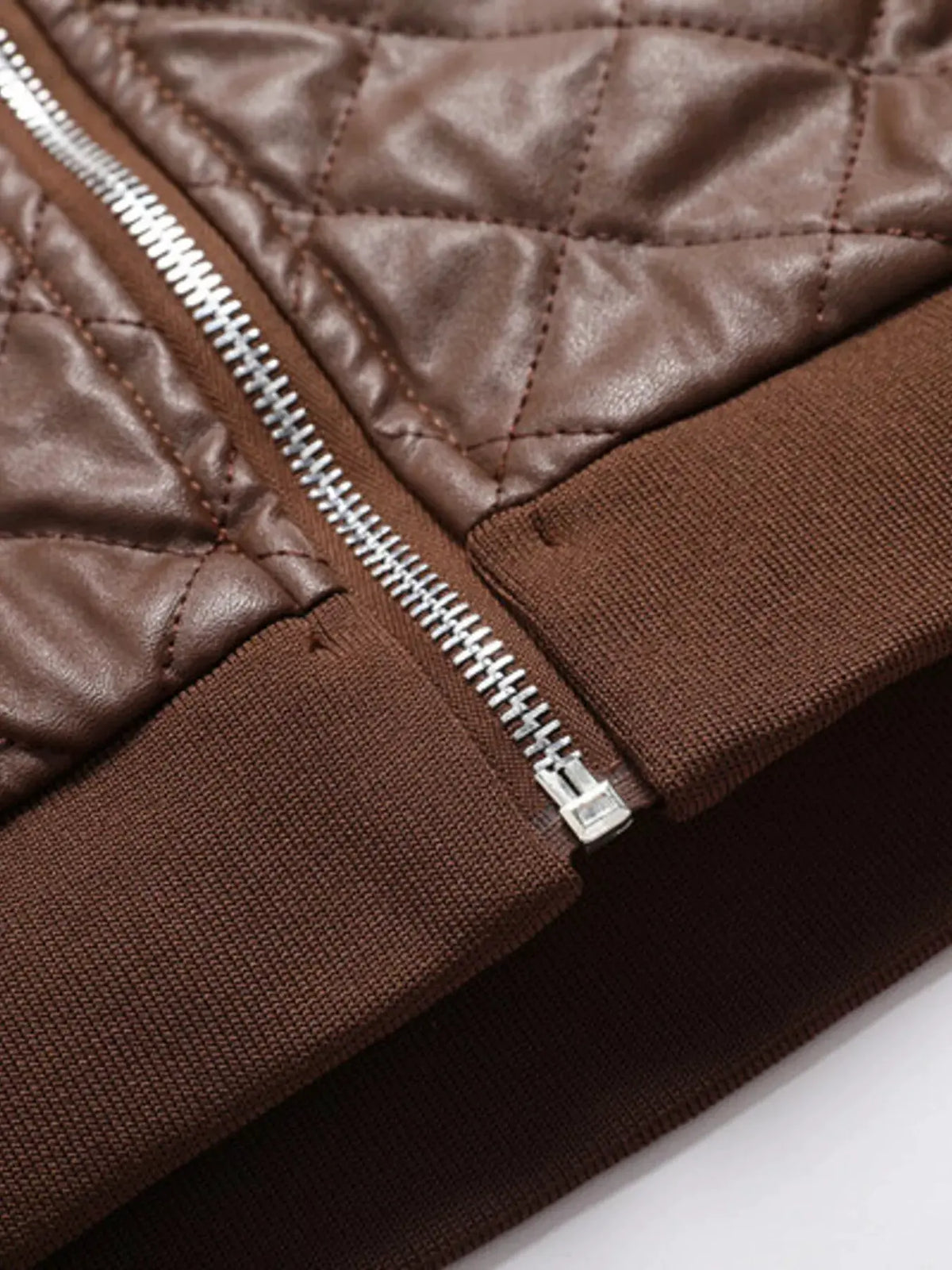 Men's Plus Size Quilted Faux Leather Bomber Jacket by Partner Label