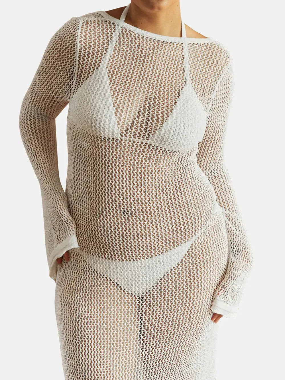 Openwork Backless Flare Sleeve Cover-Up Dress by Partner Label