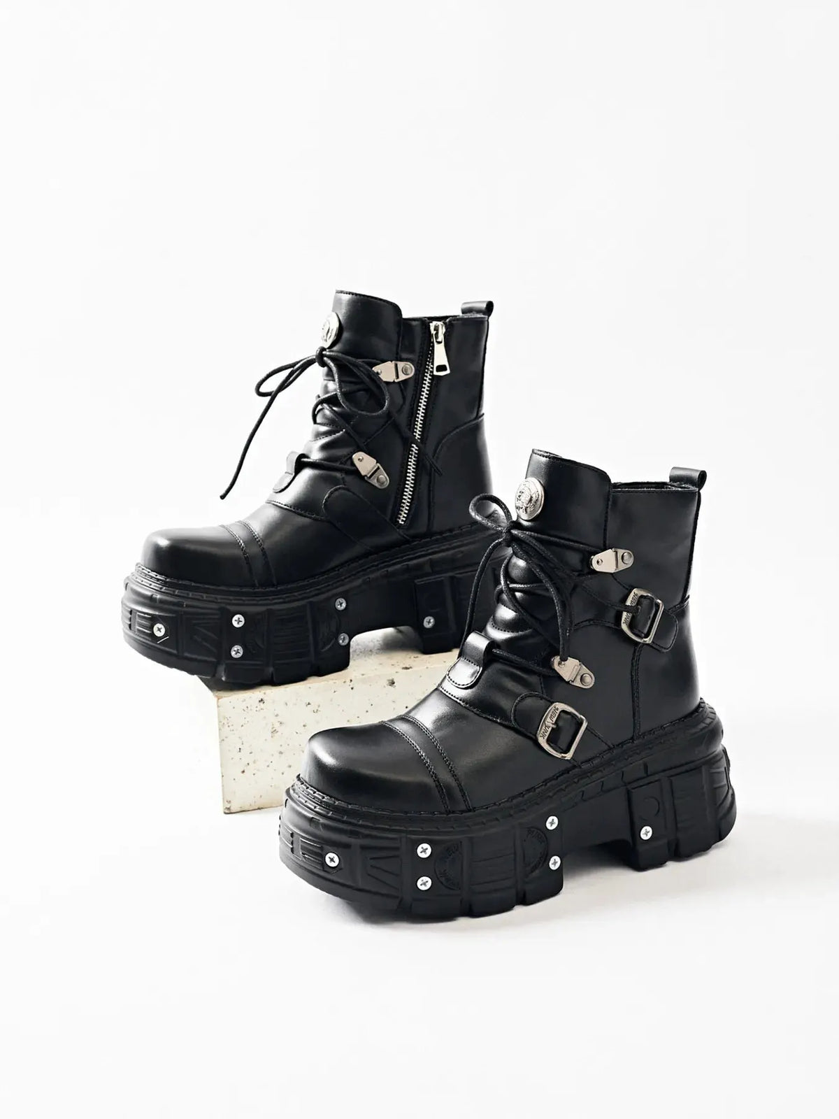 Lace Up Platform Boots by Partner Label