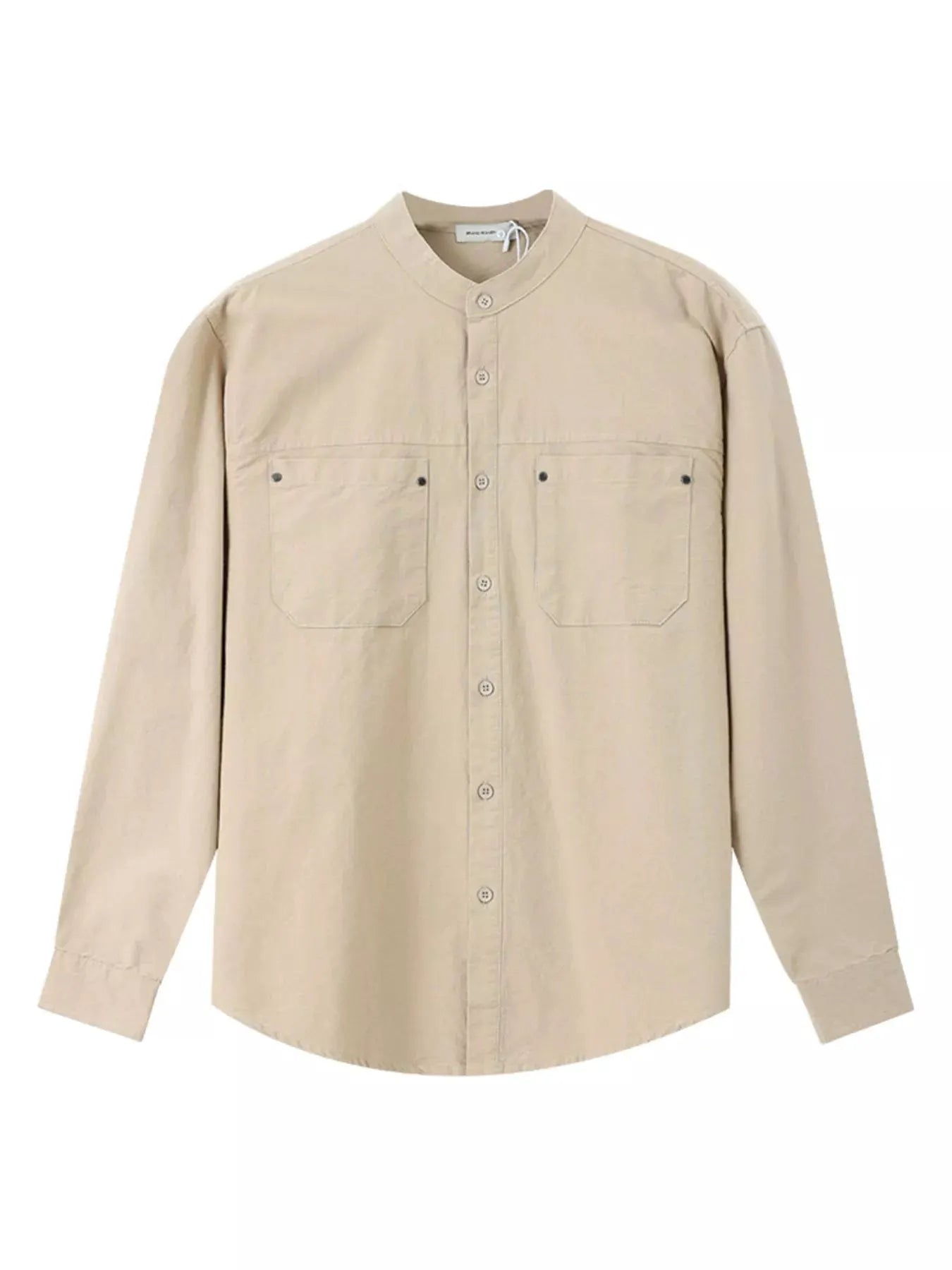 Men's Plus Size Casual Long Sleeve Shirt with Double Chest Pockets by Trendsi