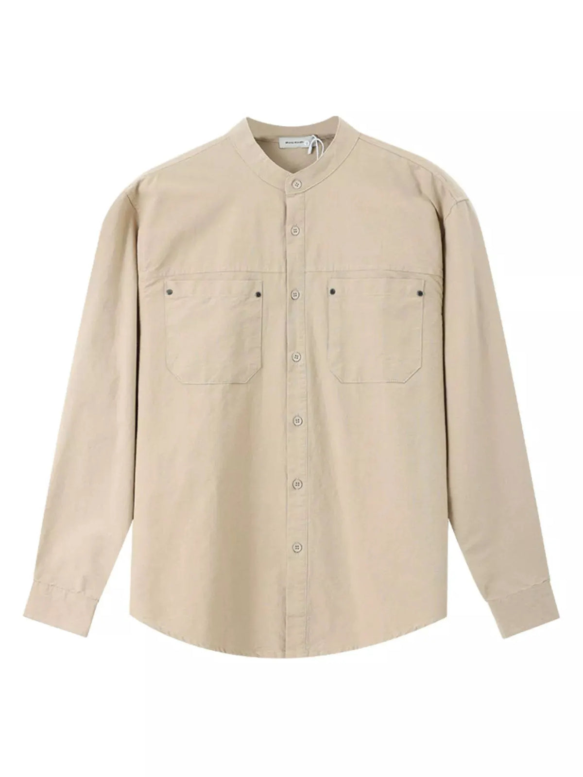 Men's Plus Size Casual Long Sleeve Shirt with Double Chest Pockets by Trendsi