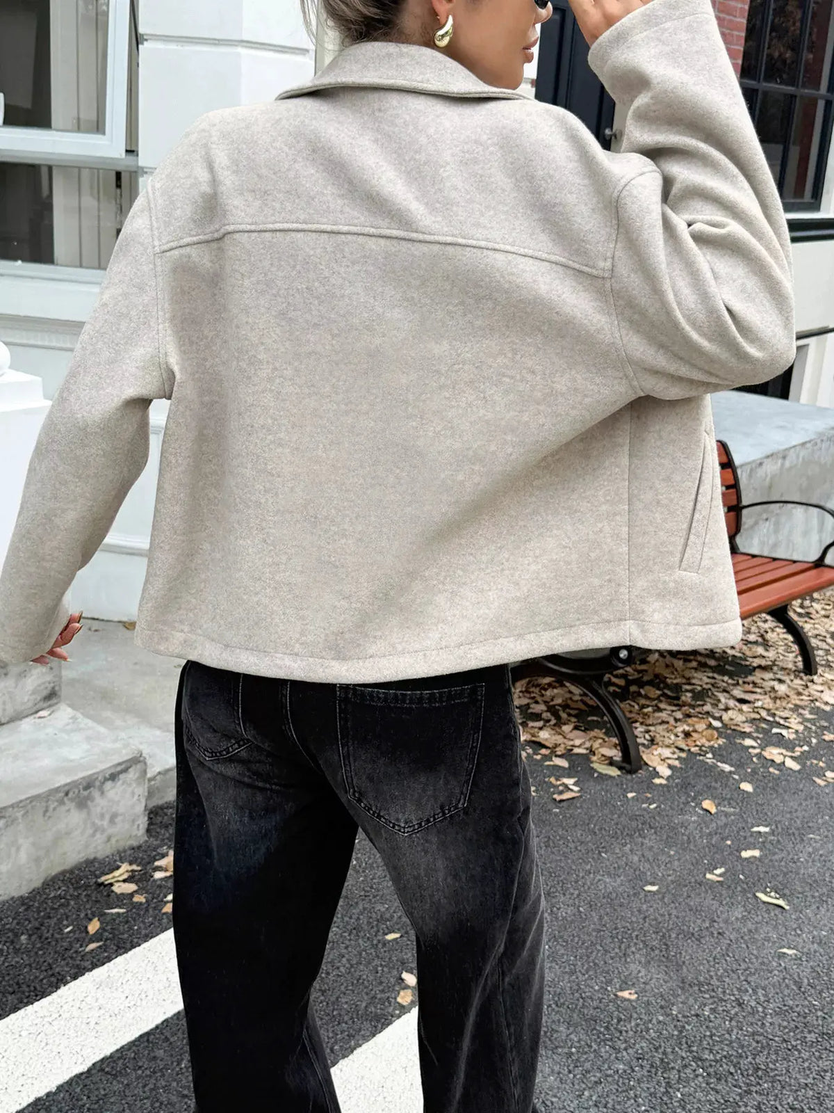 Zip-Up Dropped Shoulder Jacket by Partner Label
