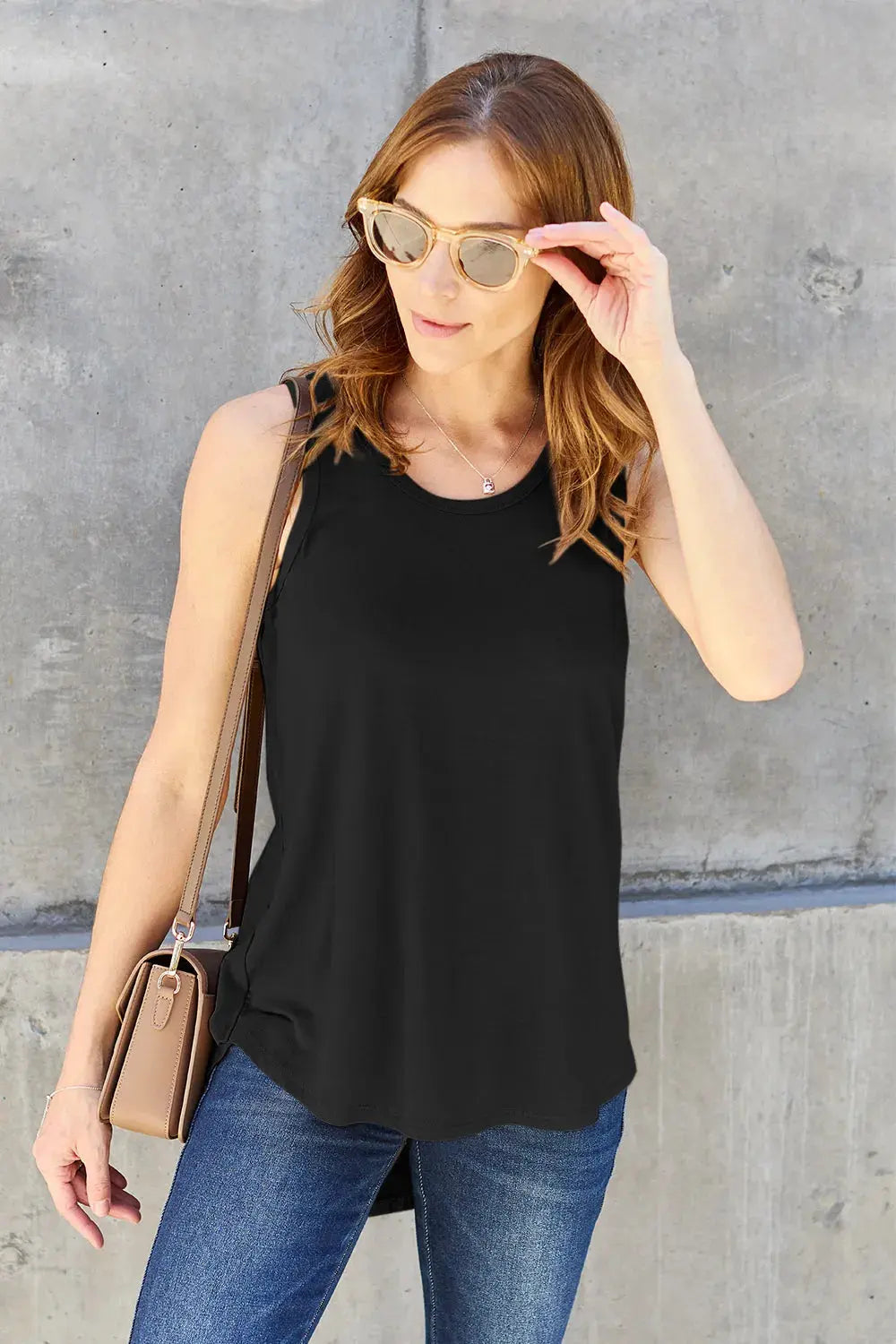 Basic Bae Full Size Round Neck Curved Hem Tank by Basic Bae