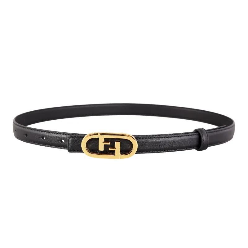 Leather Belt with Golden Buckle by Trendsi