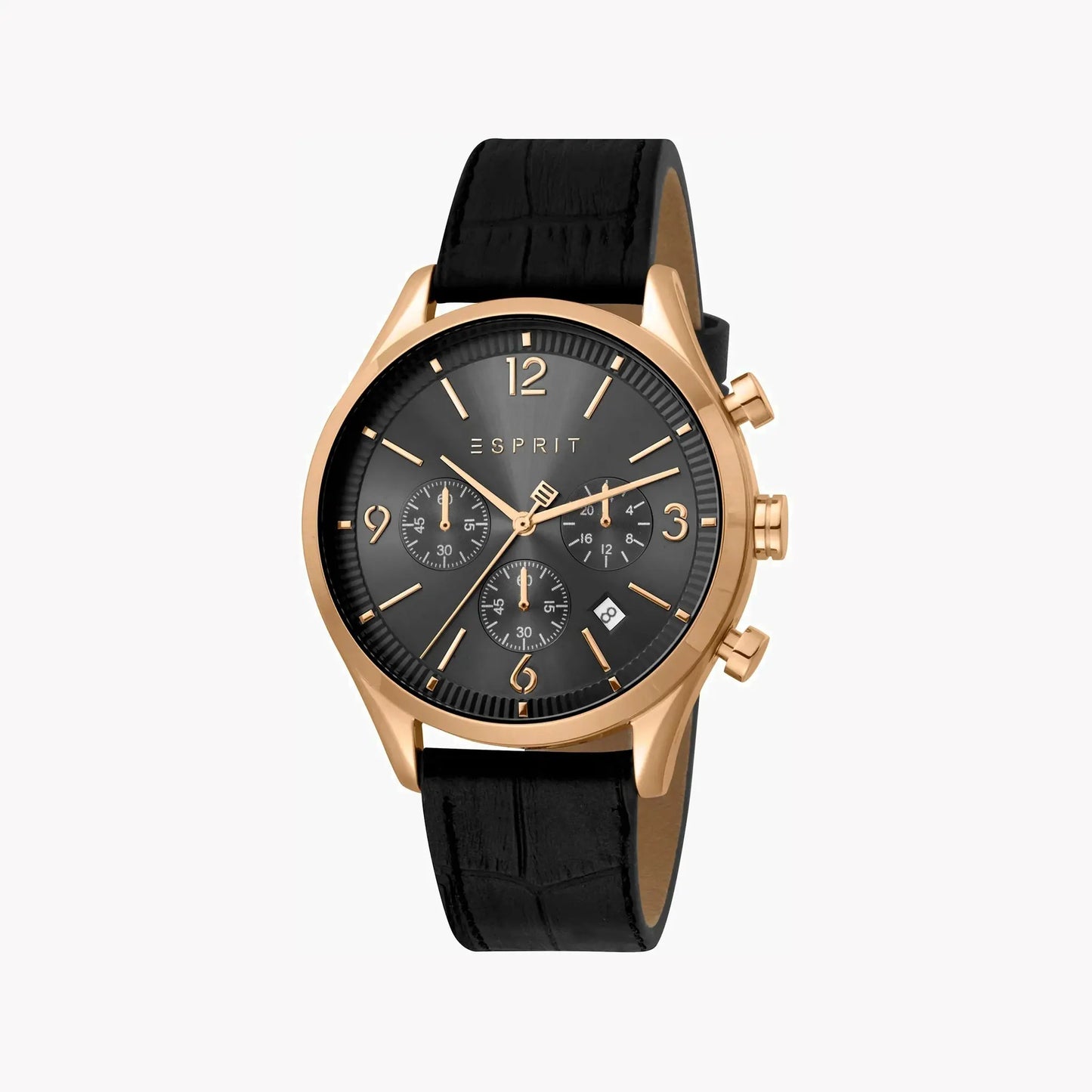 Esprit Men's Black Leather Watch, Black Dial | Es1g084m0025 by ESPRIT