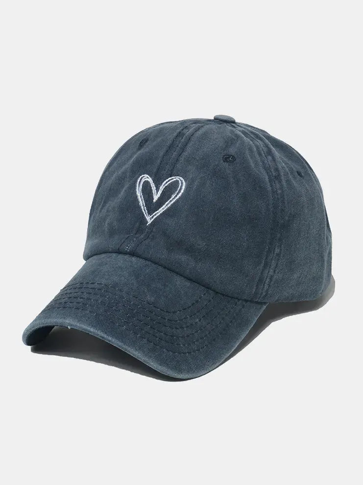 Embroidered Heart Washed Cotton Baseball Cap by Partner Label