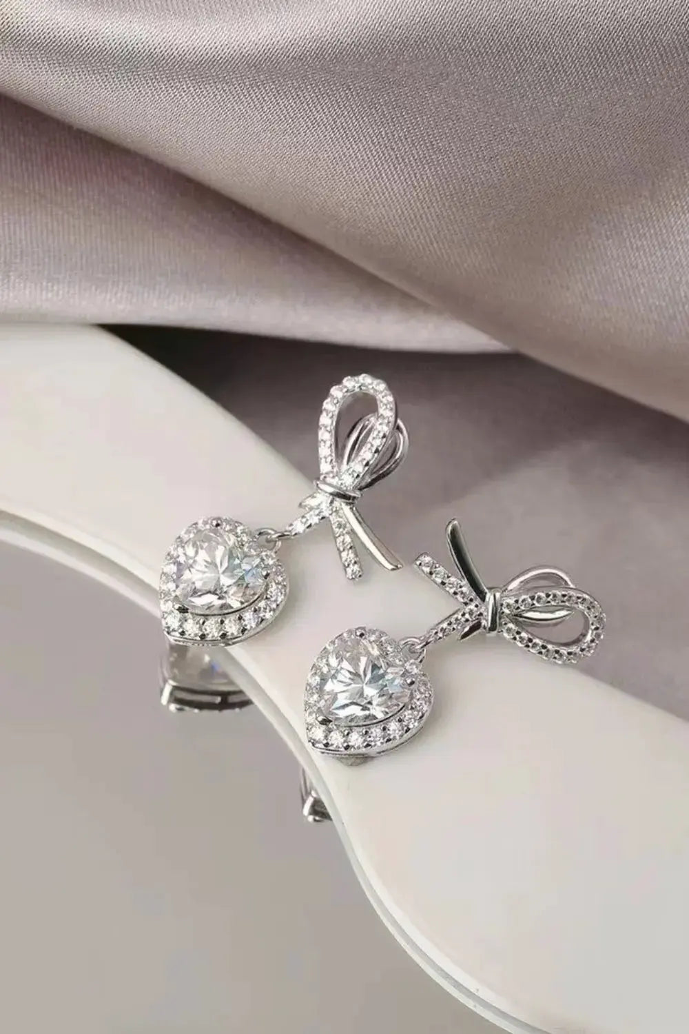 2 Carat Moissanite 925 Sterling Silver Heart Earrings by Partner Label