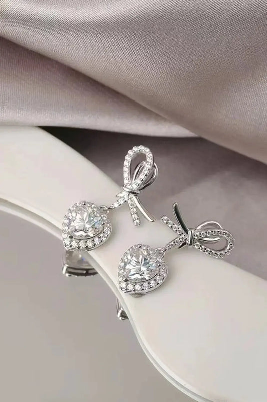 2 Carat Moissanite 925 Sterling Silver Heart Earrings by Partner Label
