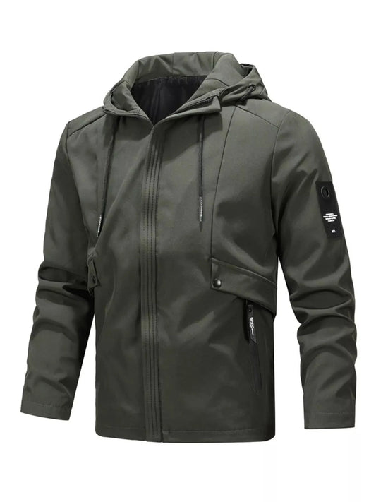 Men's Plus Size Casual Hooded Windproof Jacket by Partner Label