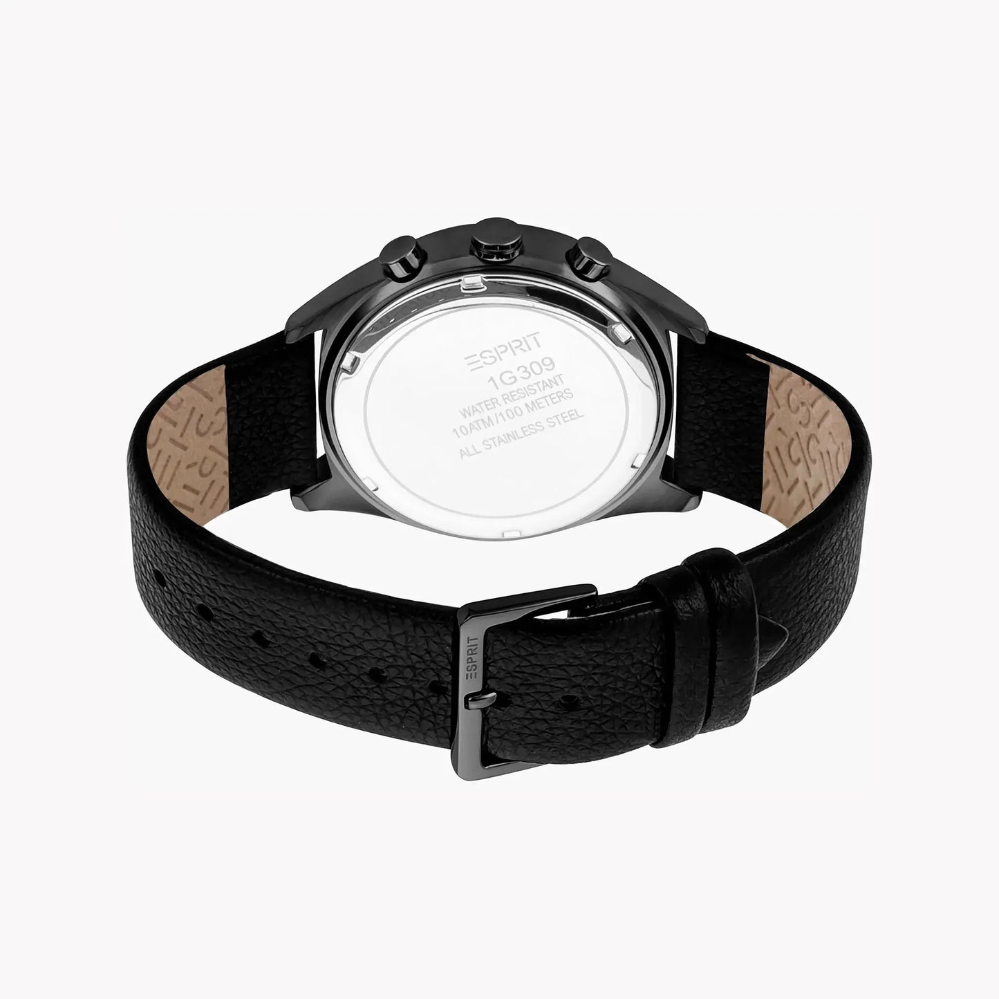 Esprit Men's Black Leather Watch, Blue Dial | Es1g163m0055 by ESPRIT