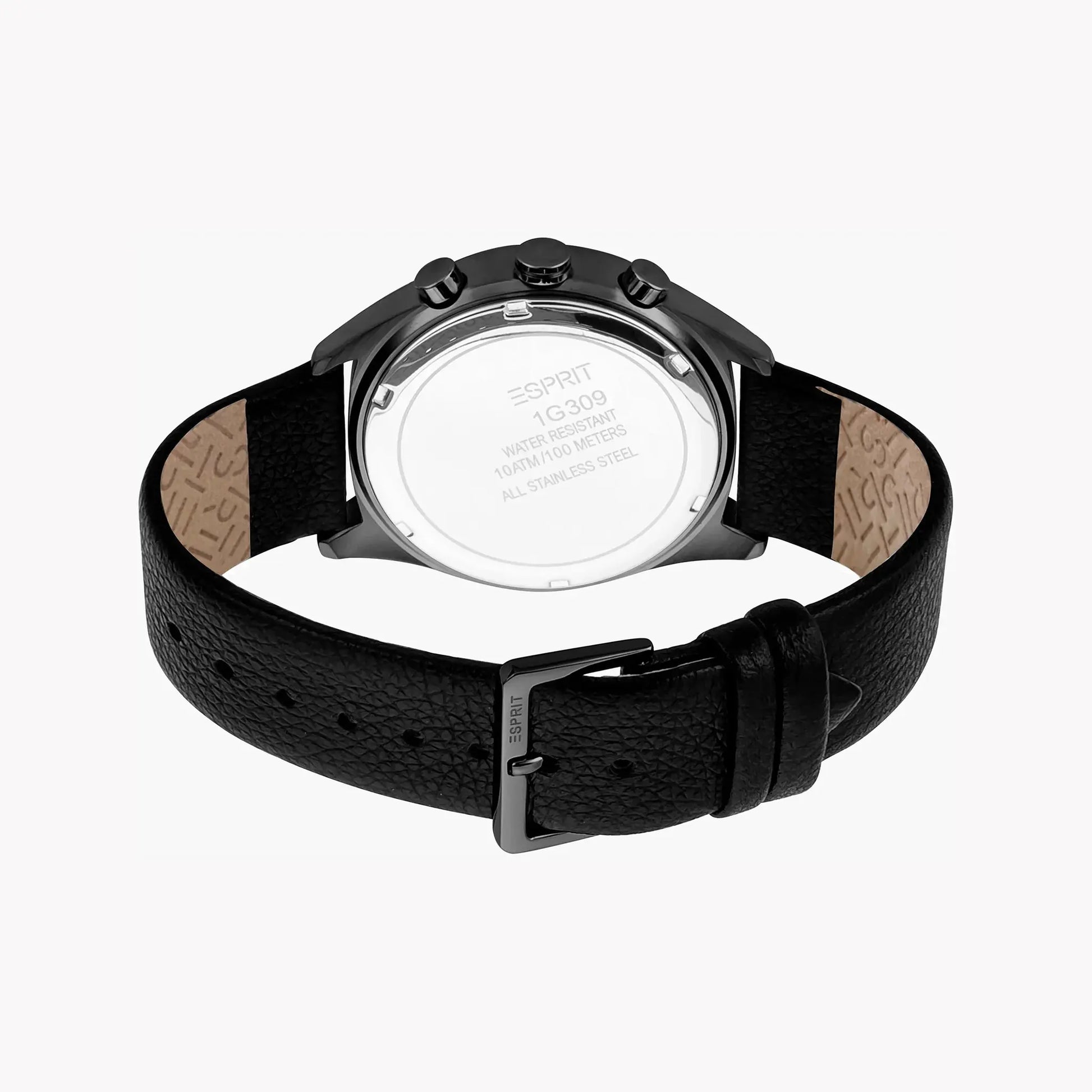 Esprit Men's Black Leather Watch, Blue Dial | Es1g163m0055 by ESPRIT