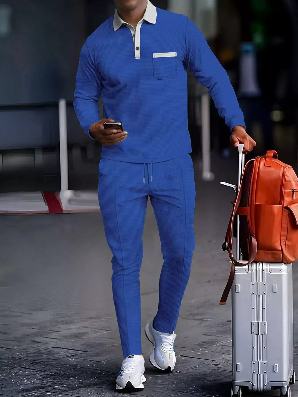 Men's Full Size Long Sleeve Top and Pants Set Plus Size by Trendsi