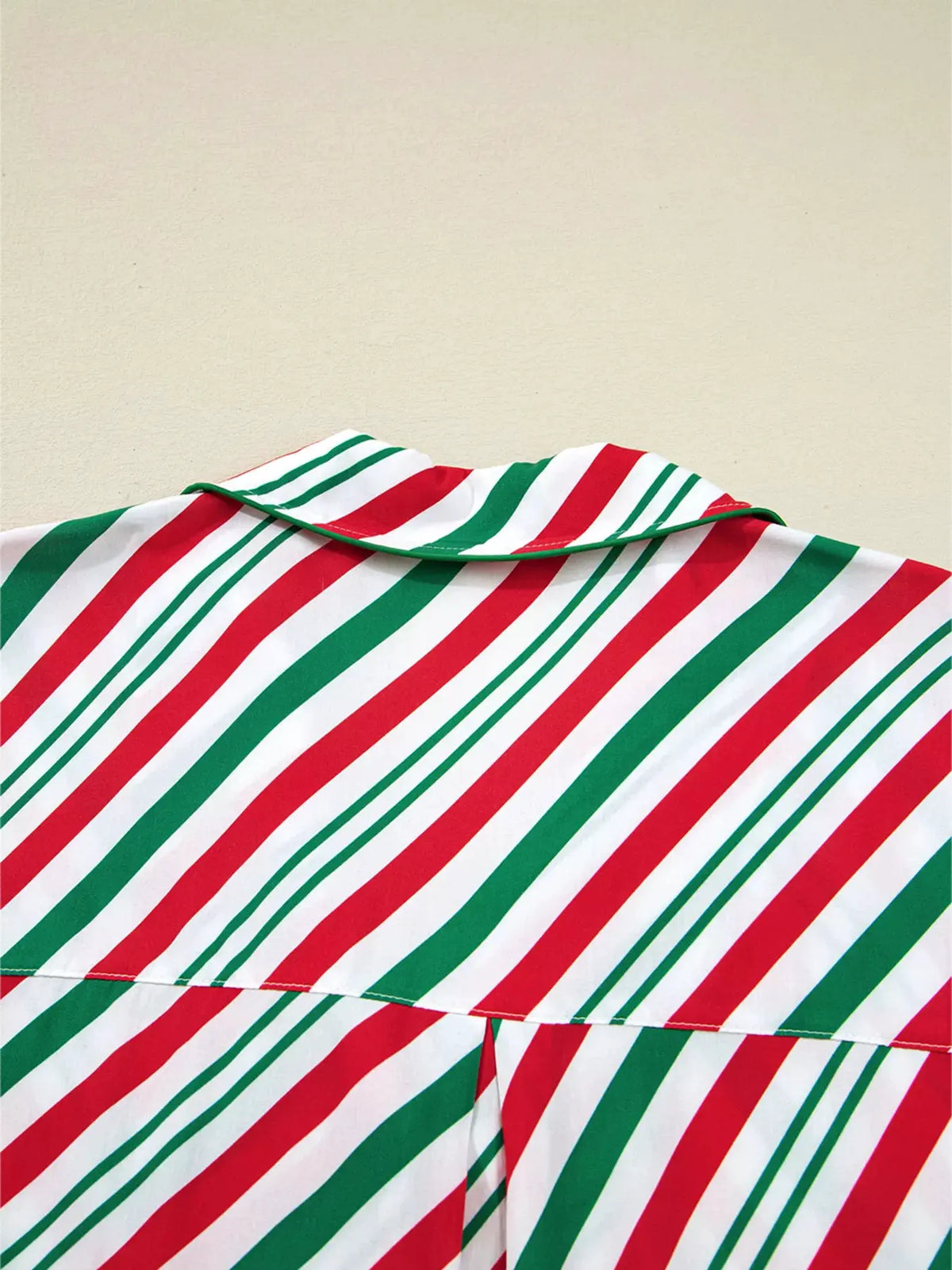 Stripe Contrast Velvet Ribbon Knot Christmas 2pcs Pajama Set by Partner Label