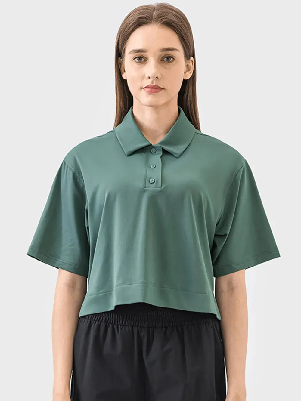 Millennia Half Button Short Sleeve Active T-Shirt by Millennia