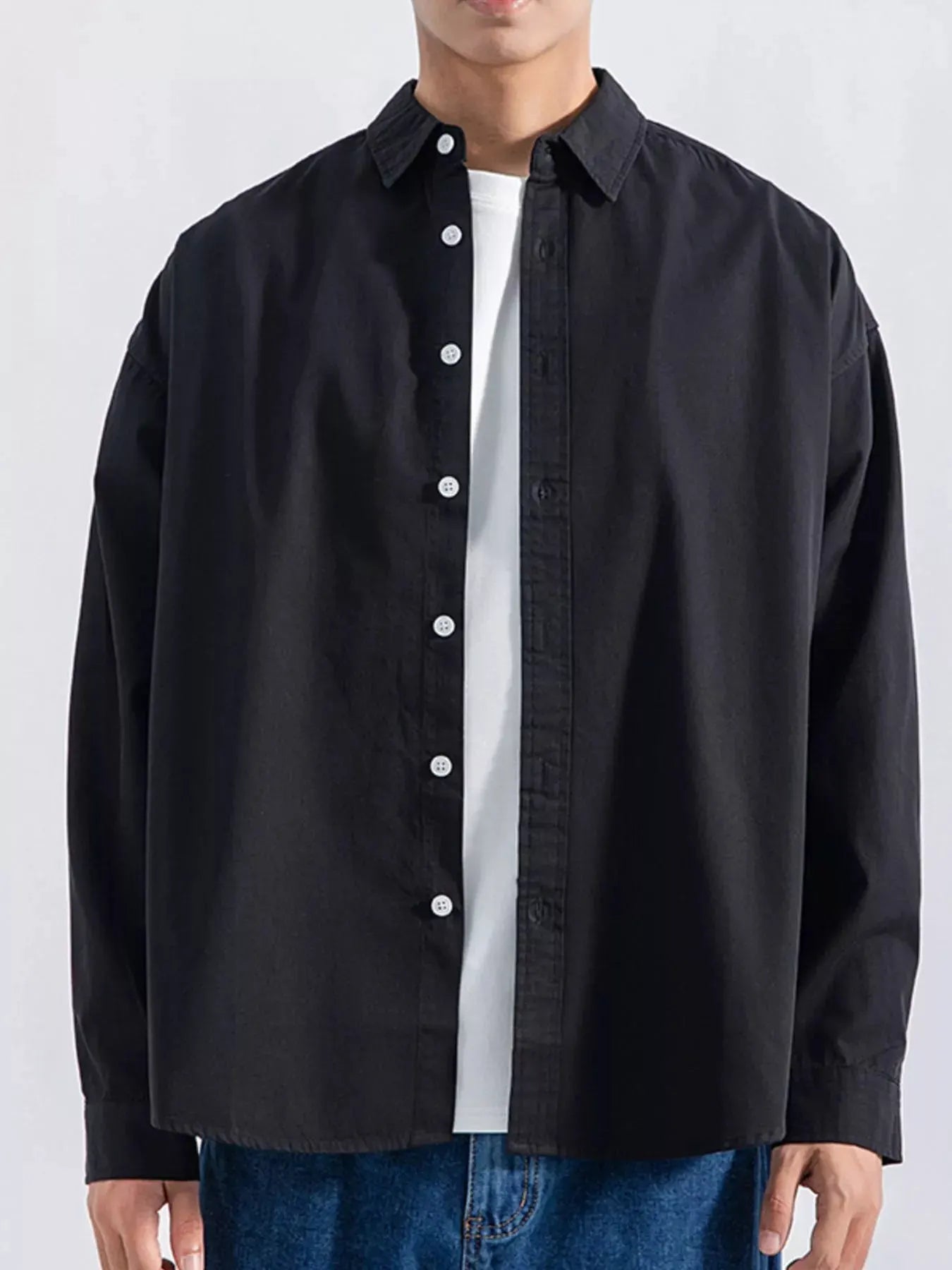 Men's Plus Size Button Up Long Sleeve Shirt by Trendsi