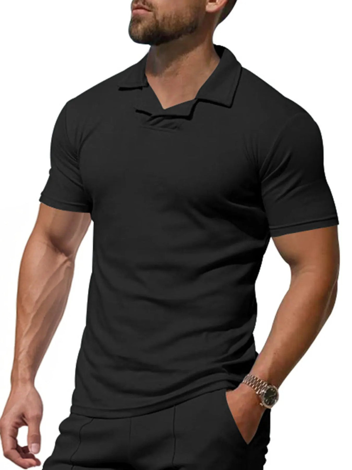 Men's Full Size Casual Short Sleeve Polo Plus Size by Trendsi