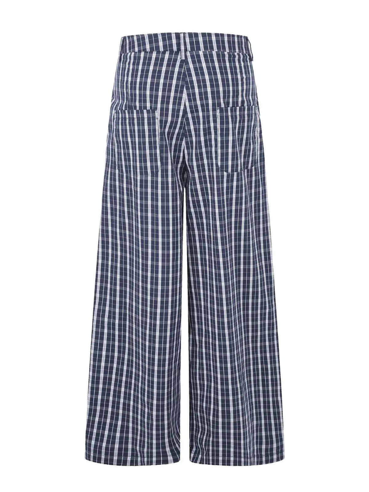 Men's Wide Leg Plaid Button-Front Pants by Trendsi