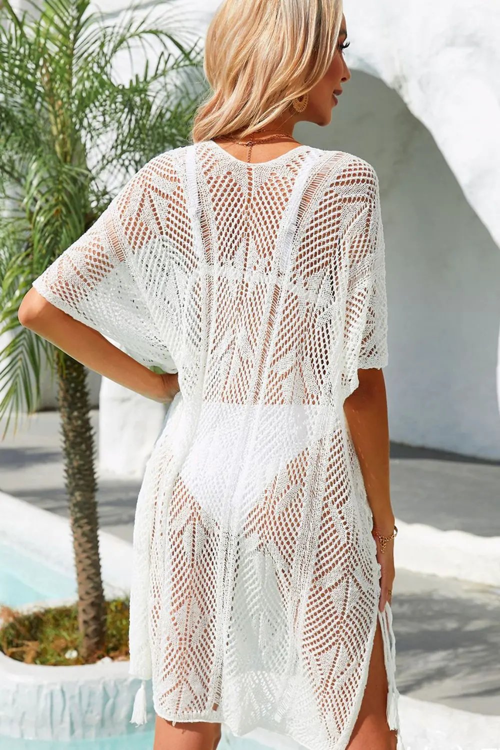 Angel Wings Side Slit Tassel Openwork Cover-Up Dress by Angel Wings