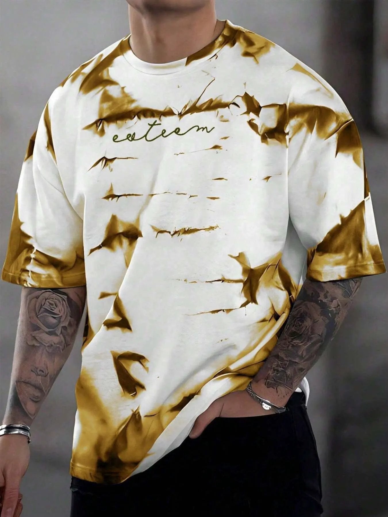 Men's Full Size Tie-Dye Round Neck T-Shirt Plus Size by Partner Label